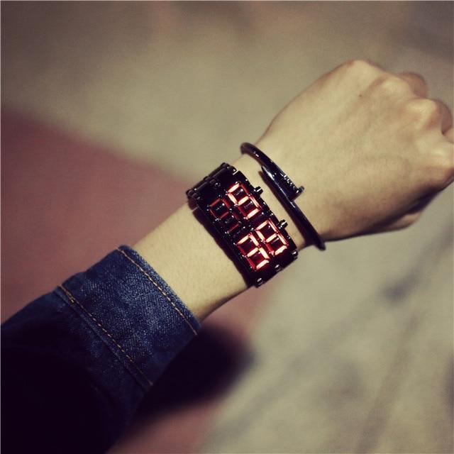 Skanto | IcoolGadgets Koreansk stil menn kvinner digitale armbåndsur kreative LED lys elektronisk mann kvinne klokke mote uformell par armbåndsur