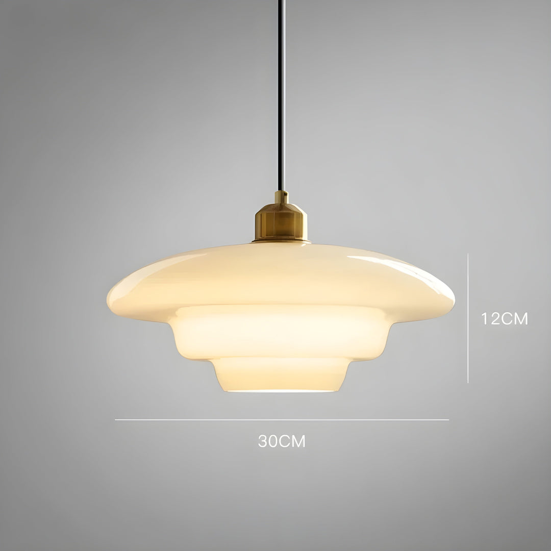 AuraBeam Light – Minimalist elfenbensfarget LED pendellampe laget av glass | Skanto