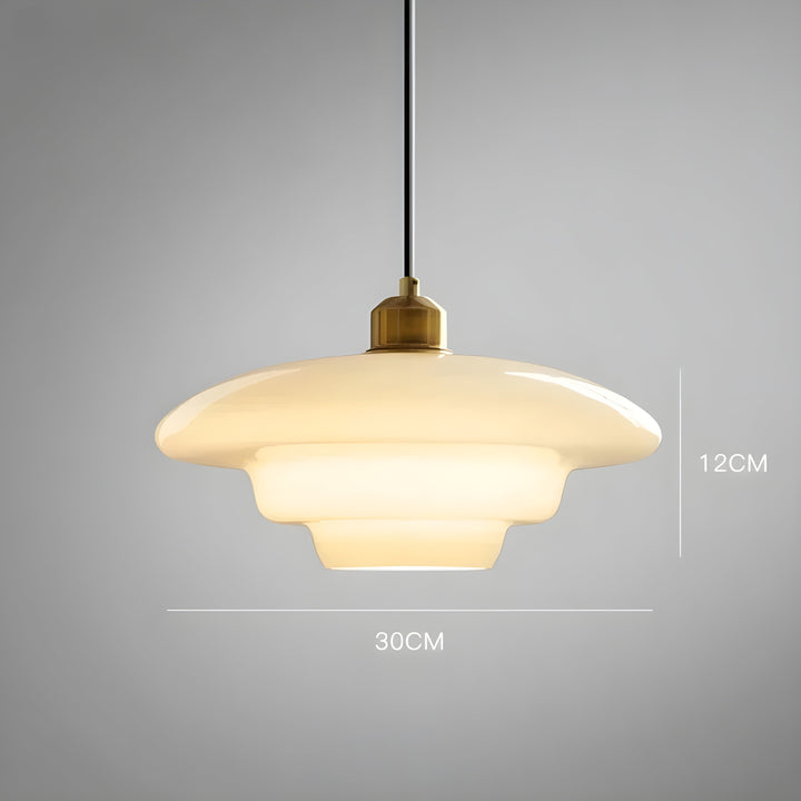 AuraBeam Light – Minimalist elfenbensfarget LED pendellampe laget av glass | Skanto