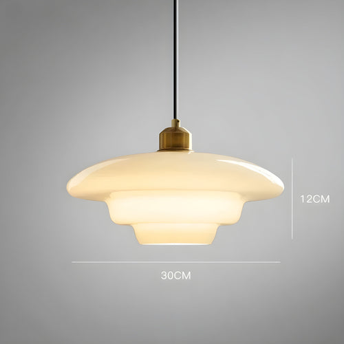 AuraBeam Light – Minimalist elfenbensfarget LED pendellampe laget av glass | Skanto