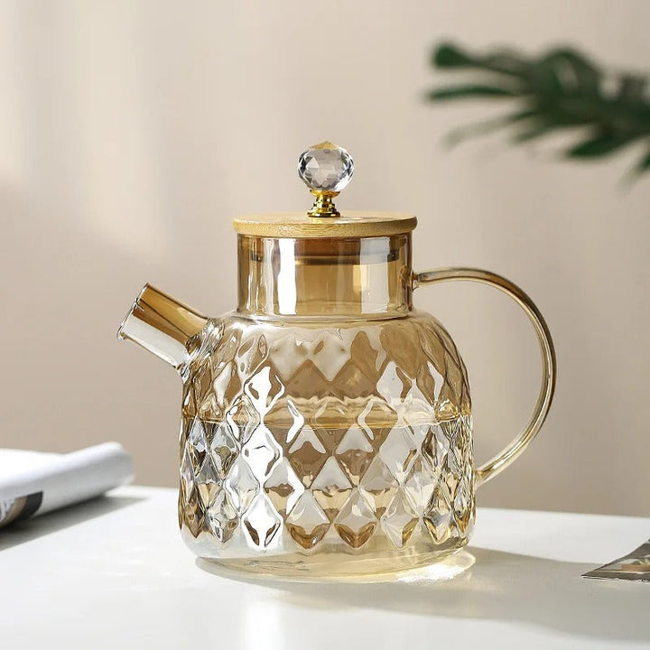 Skanto | Klassisk Krystall Tekanne | Glass & Tre