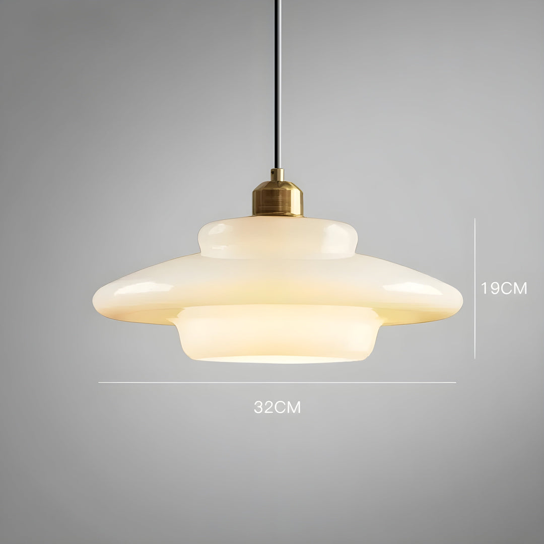 AuraBeam Light – Minimalist elfenbensfarget LED pendellampe laget av glass | Skanto