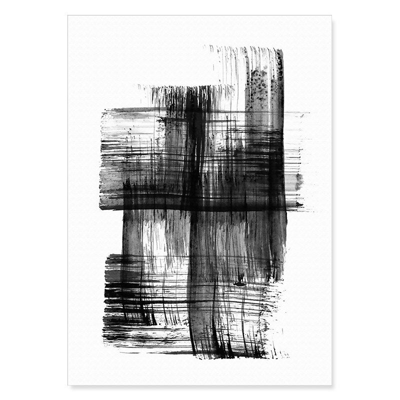 Abstracte Tintenbørstestrøk - Lærret Veggkunsttrykk | Skanto