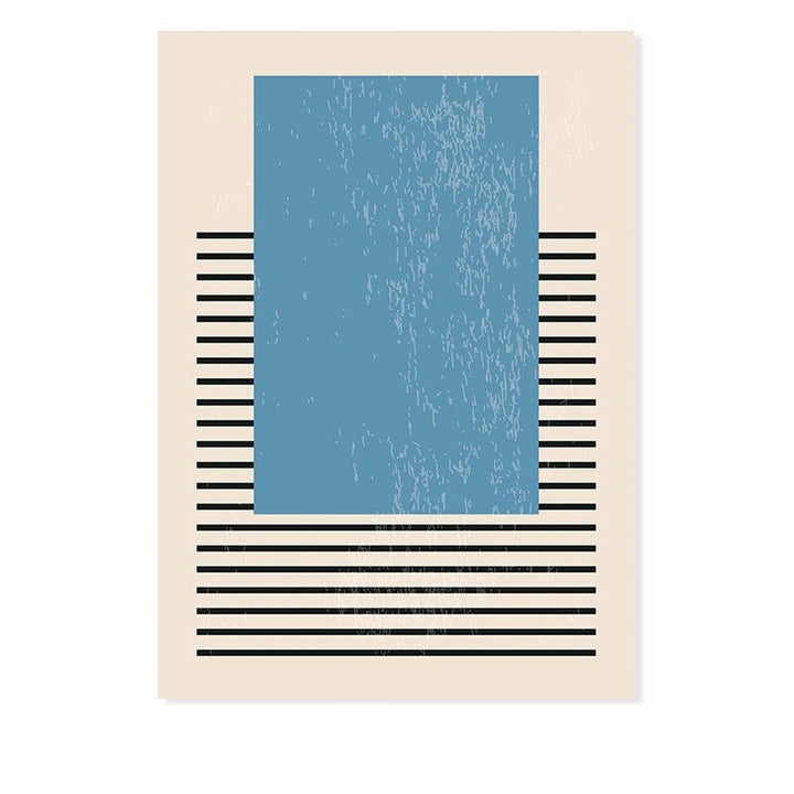 Abstract Gul Blå Geometriske Former - Lærret Veggkunst Trykk | Skanto