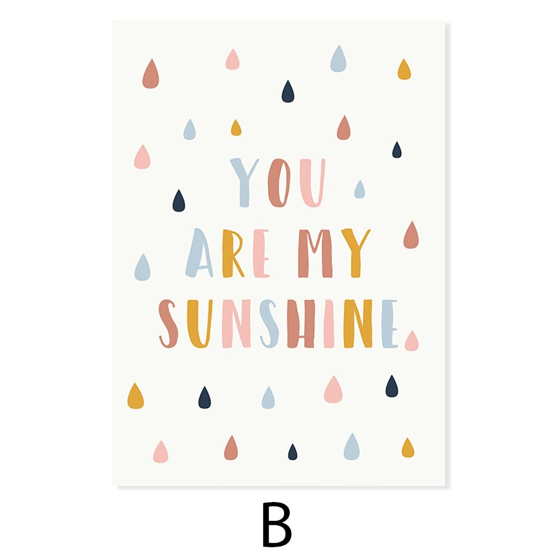 Happy Color You Are My Sunshine Barnerom - Lerret Veggkunst Trykk