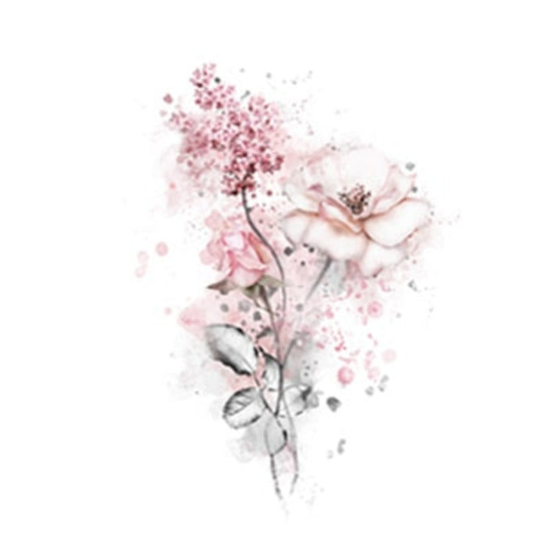 Rosa Floral Akvarell Alv Lerret Veggkunst Trykk