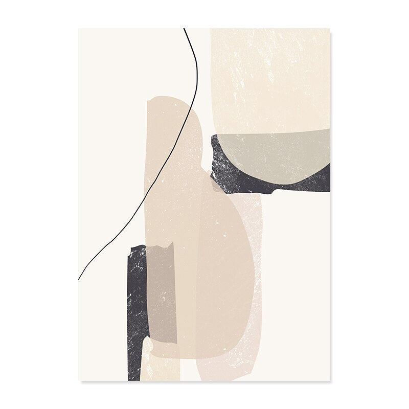 Abstrakt beige marmor geometriske former - lerret veggkunsttrykk | Skanto