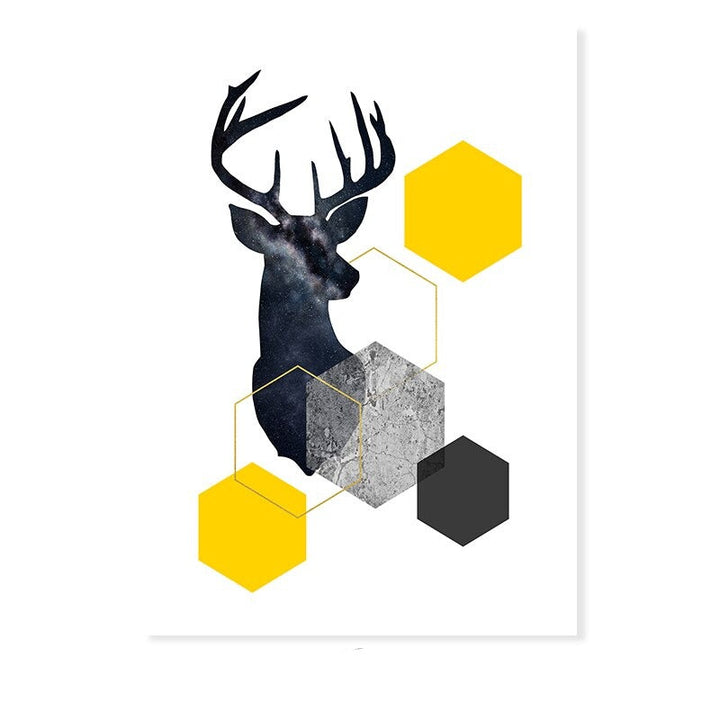 Abstrakte geometriske gule marmortriangler - lerret veggkunsttrykk | Skanto