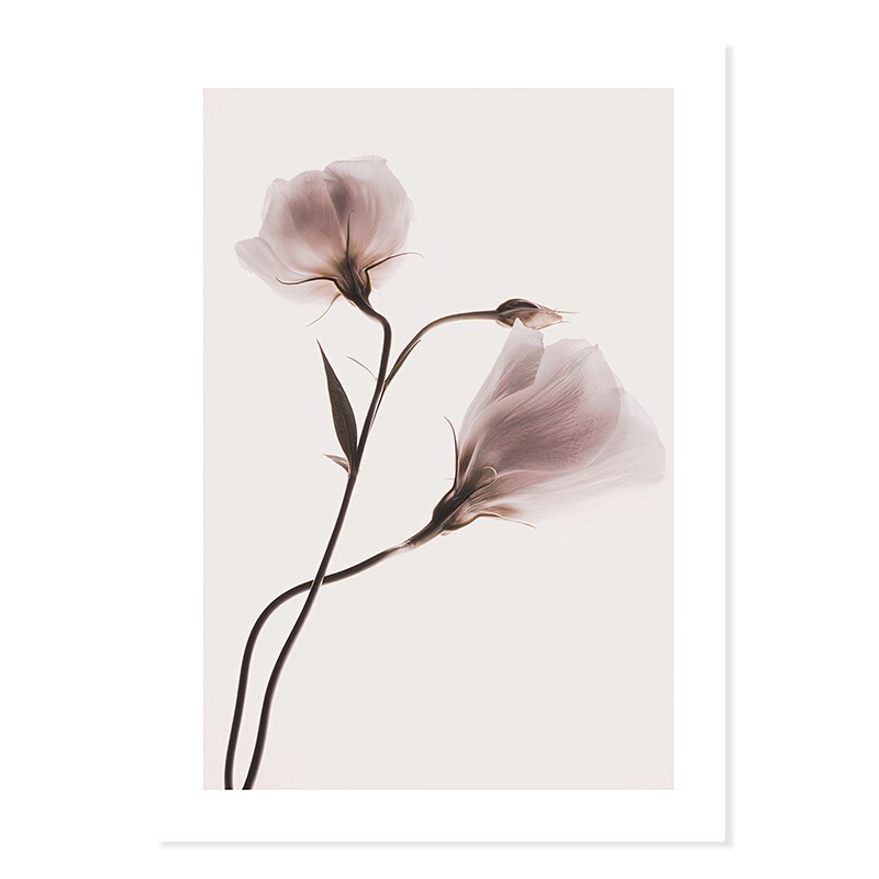 Abstract Pink Floral Silhouette Ved Skumring - Lerret Veggkunst Trykk | Skanto