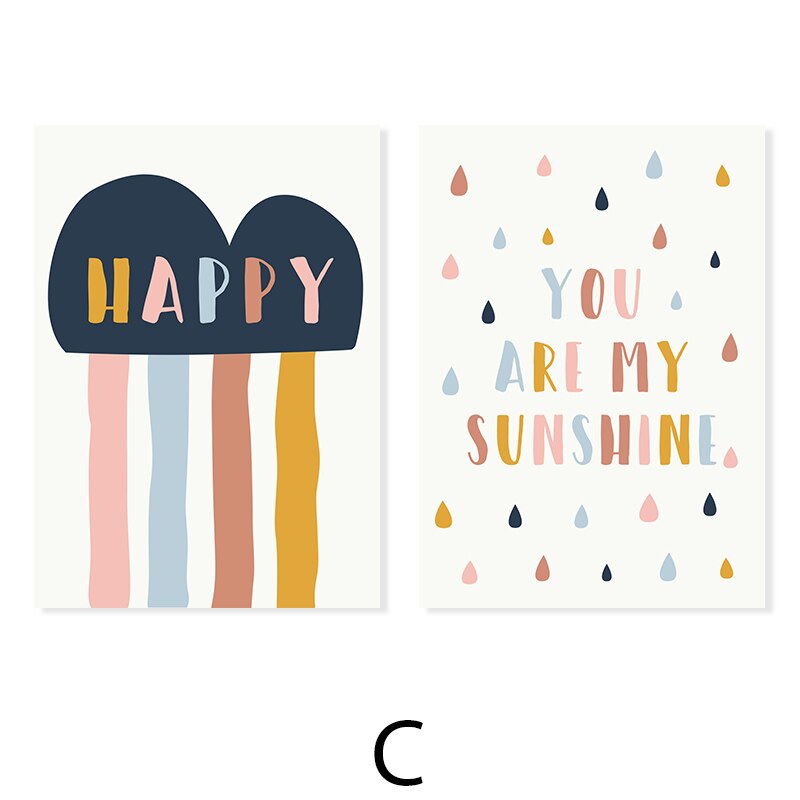 Happy Color You Are My Sunshine Barnerom - Lerret Veggkunst Trykk