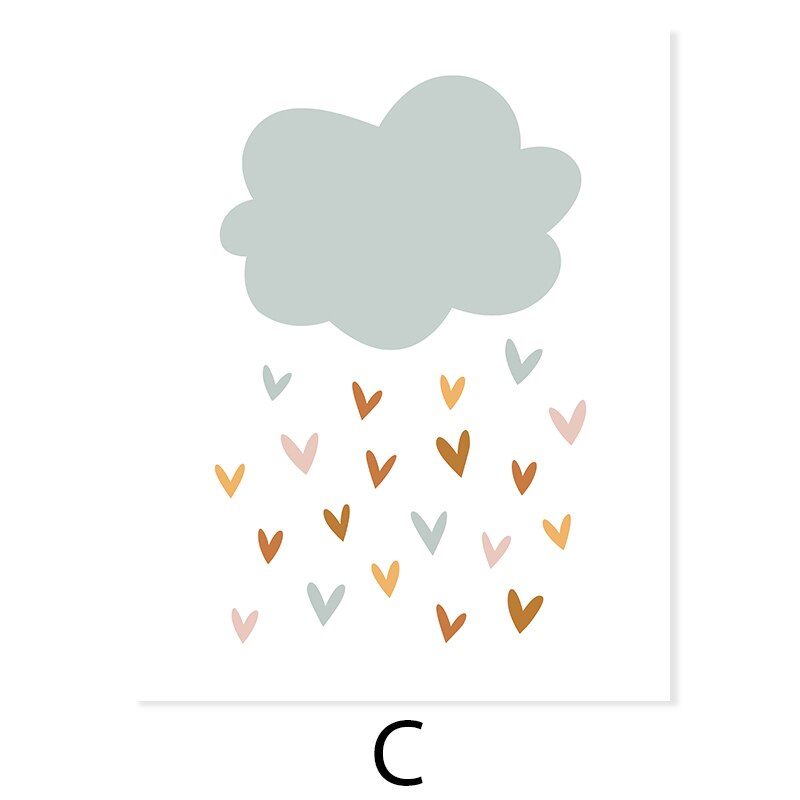Clouds Sunshine Lovely Mountain Nursery - Lærred Veggkunst Trykk | Skanto