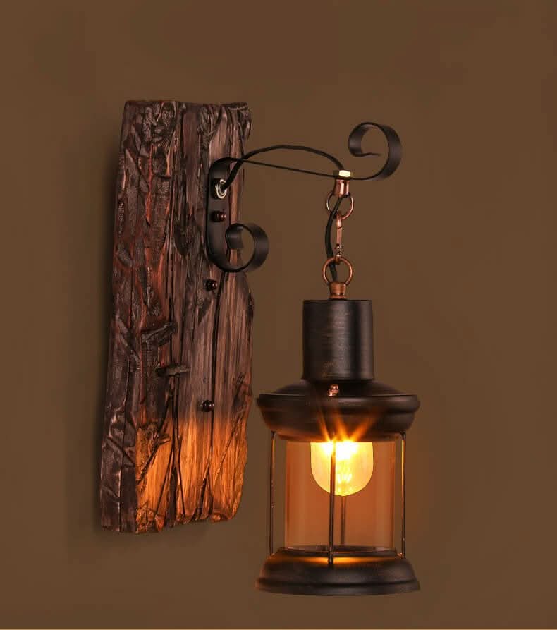 Skanto | Veritas Vegglampe – Glassylinder med Trebase & Moderne LED Design
