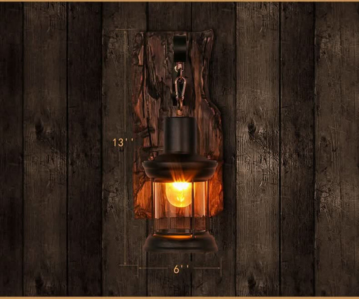 Skanto | Veritas Vegglampe – Glassylinder med Trebase & Moderne LED Design