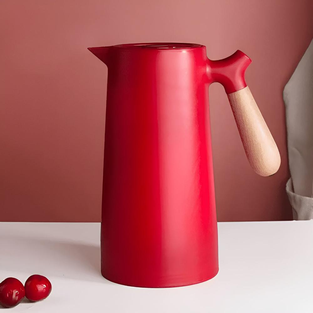Skanto | VetroLux – Elegant dobbeltvegg glass karaffel med trehåndtak for varme og kalde drikker