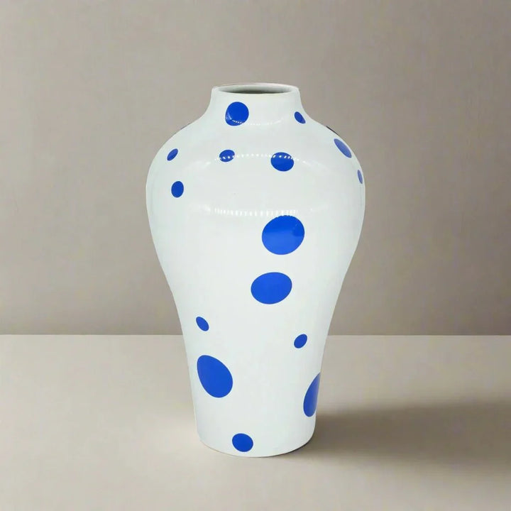 Vibrant Blue Geometric Ceramic Vase Moderne Hjem Dekor | Skanto