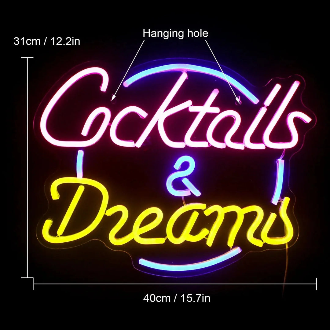 Skanto | Livlige Cocktails & Øl LED Neon Veggskilt