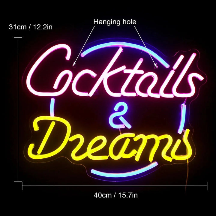 Skanto | Livlige Cocktails & Øl LED Neon Veggskilt