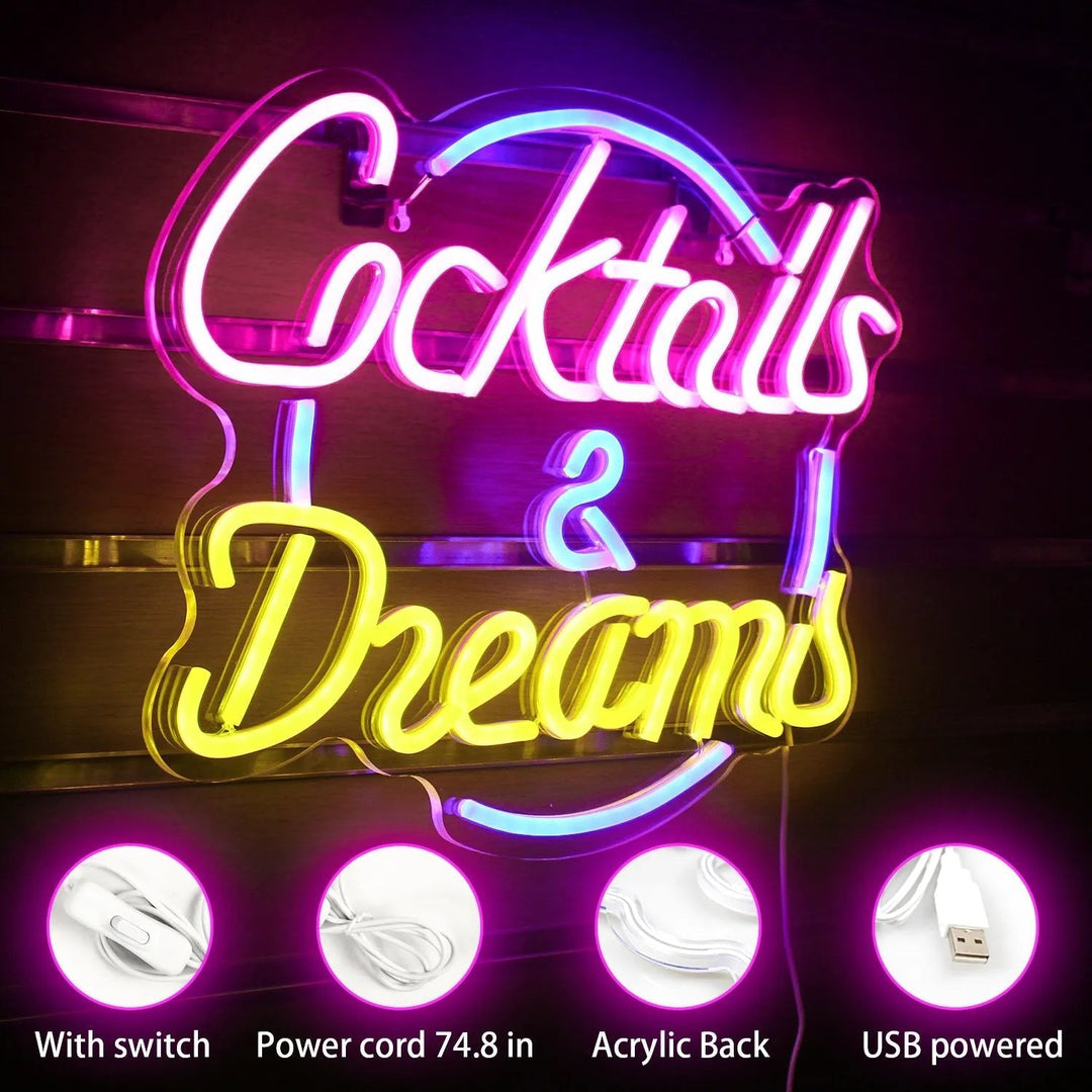 Skanto | Livlige Cocktails & Øl LED Neon Veggskilt