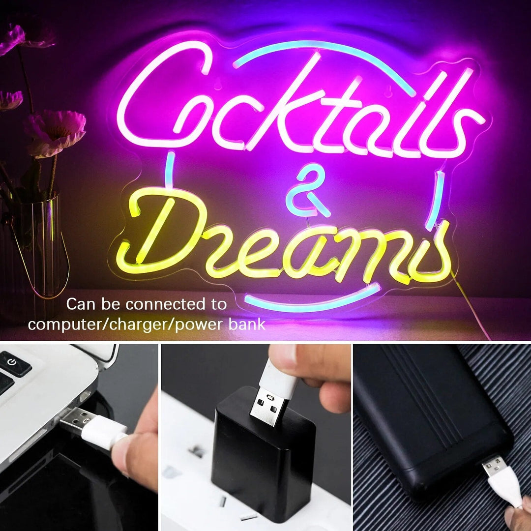 Skanto | Livlige Cocktails & Øl LED Neon Veggskilt
