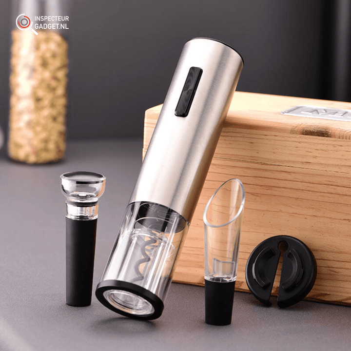 Vinolux 4-i-1 Elektrisches Weinöffner-Set – Korkenzieher, Folienschneider, Belüfter & Vakuumverschluss
