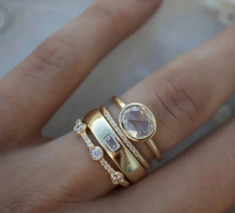 Skanto | Vintage gull- og zirkonia ring sett