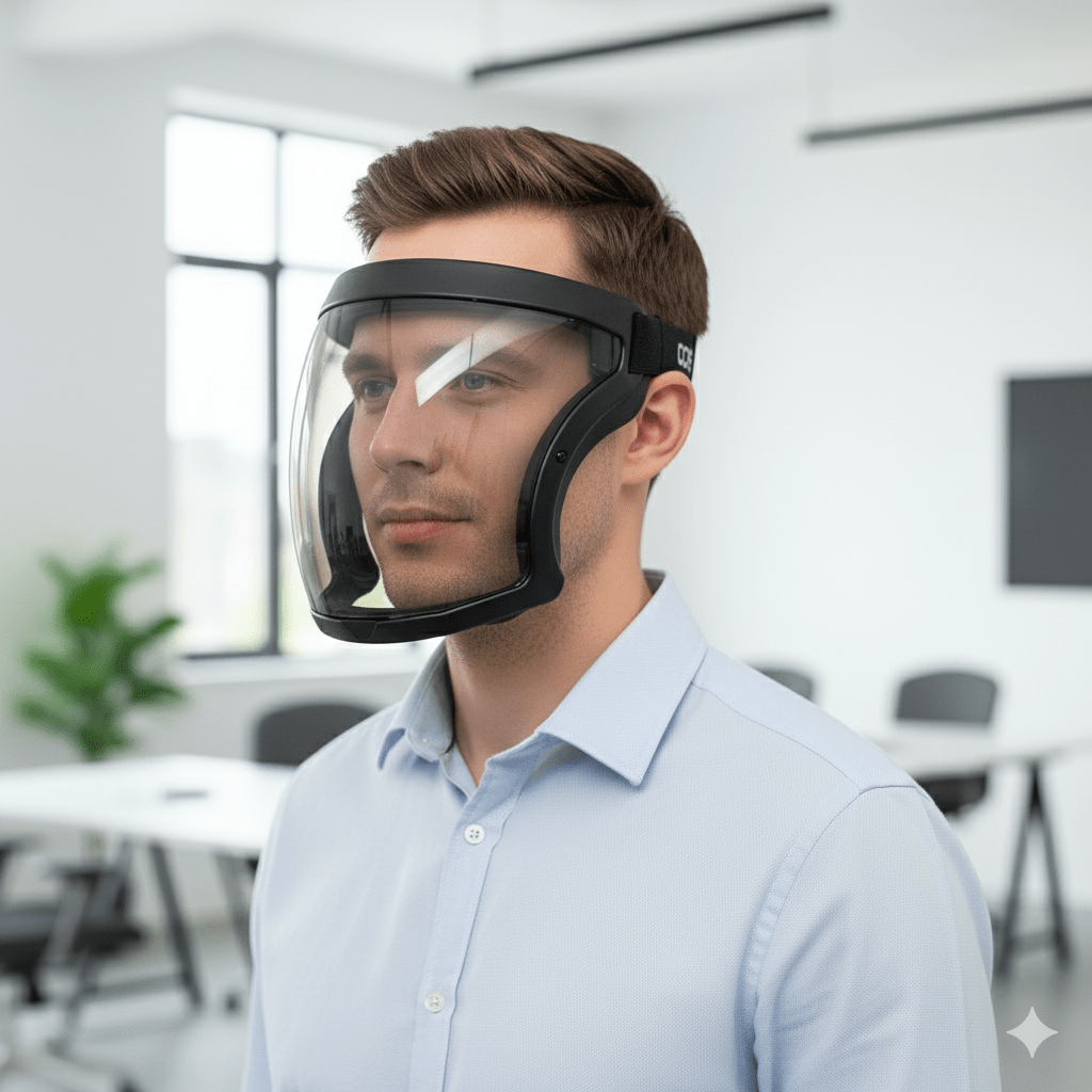 Skanto | VISIONSAFE – Heldekkende justerbart ansiktsskjold med anti-dugg og PM2.5-filter