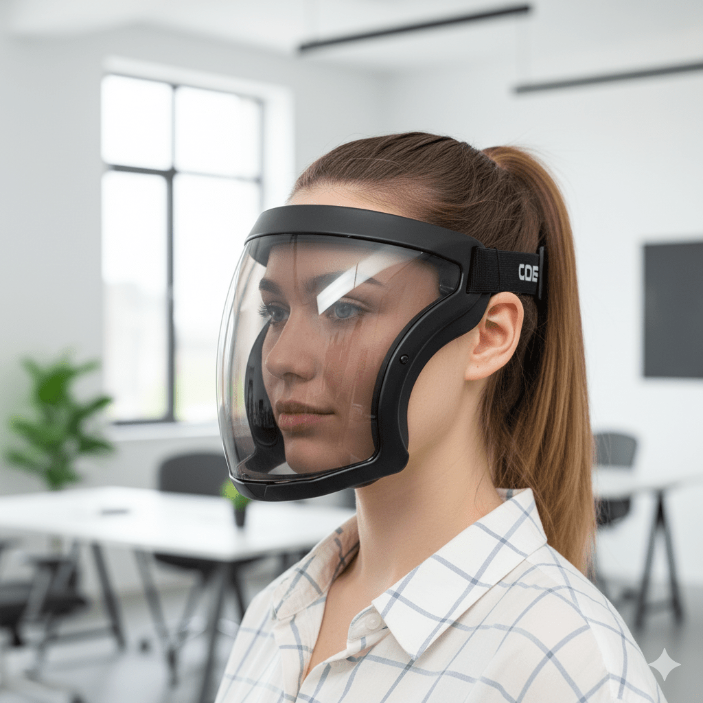 Skanto | VISIONSAFE – Heldekkende justerbart ansiktsskjold med anti-dugg og PM2.5-filter
