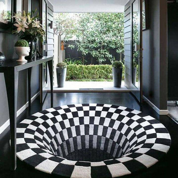 Skanto | 3D Illusion Vortex Teppe – Rund Polyester Gulvmatte