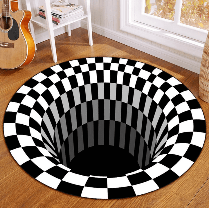 Skanto | 3D Illusion Vortex Teppe – Rund Polyester Gulvmatte
