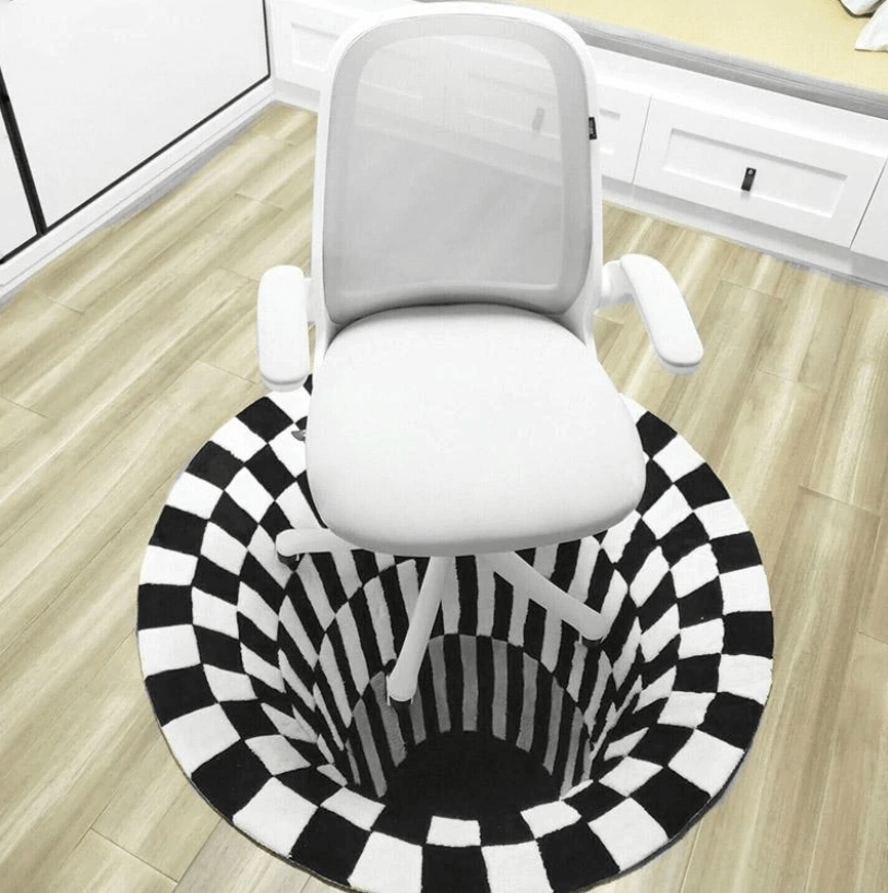 Skanto | 3D Illusion Vortex Teppe – Rund Polyester Gulvmatte
