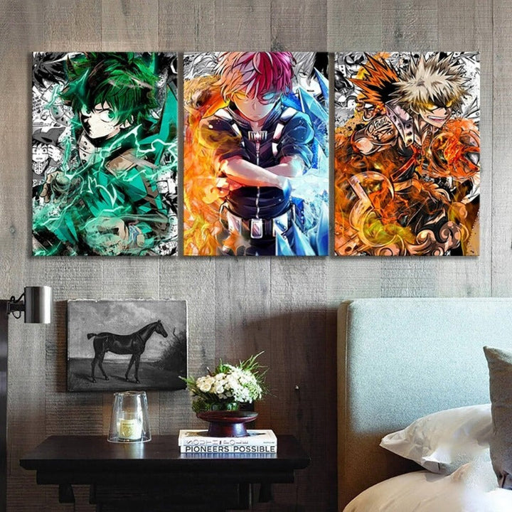 My Hero Academia Anime – 3-delt lerretbilde-veggbilde-modulplakat