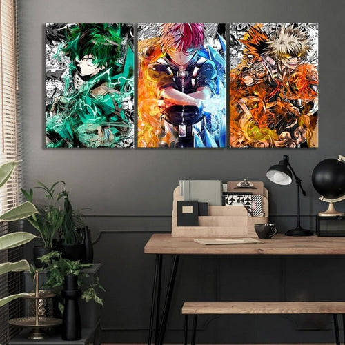 My Hero Academia Anime – 3-delt lerretbilde-veggbilde-modulplakat