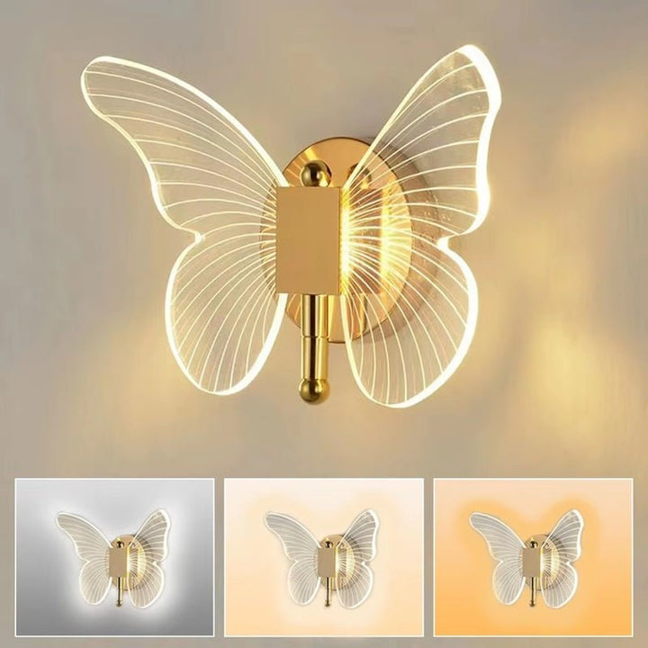 Skanto | FloraVyne LED Vegglampe – Sommerfuglformet designlampe med 3 lysmodus energibesparende og elegant