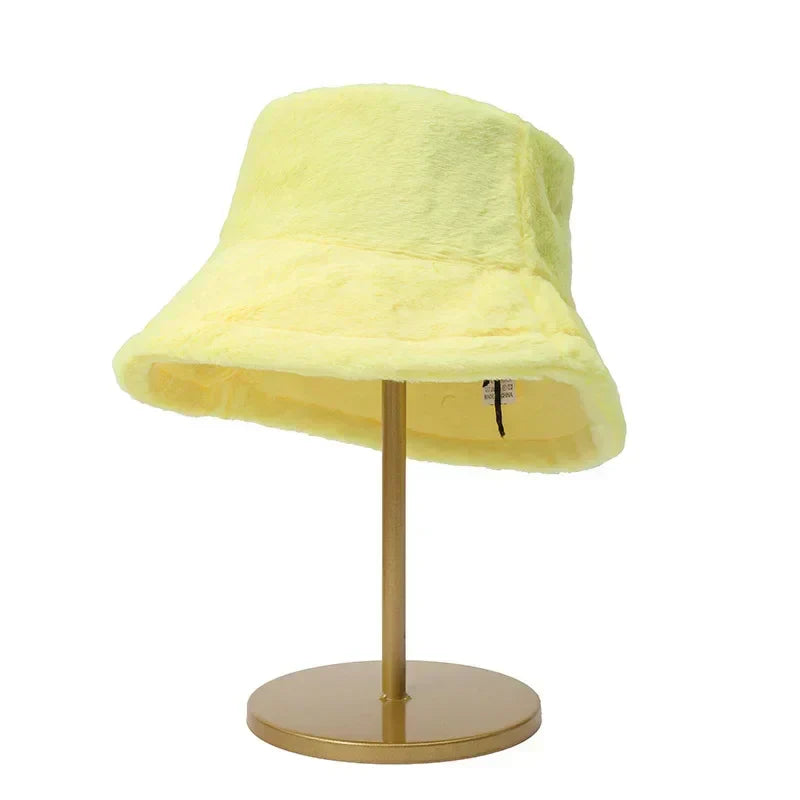 Herbst-Bucket-Hat für Damen aus Kunstkaninchenfell – Lorna