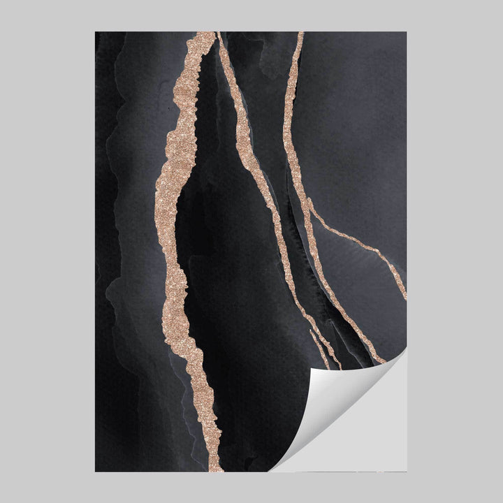 Abstrakt kunsttrykk i svart og gull nr. 1