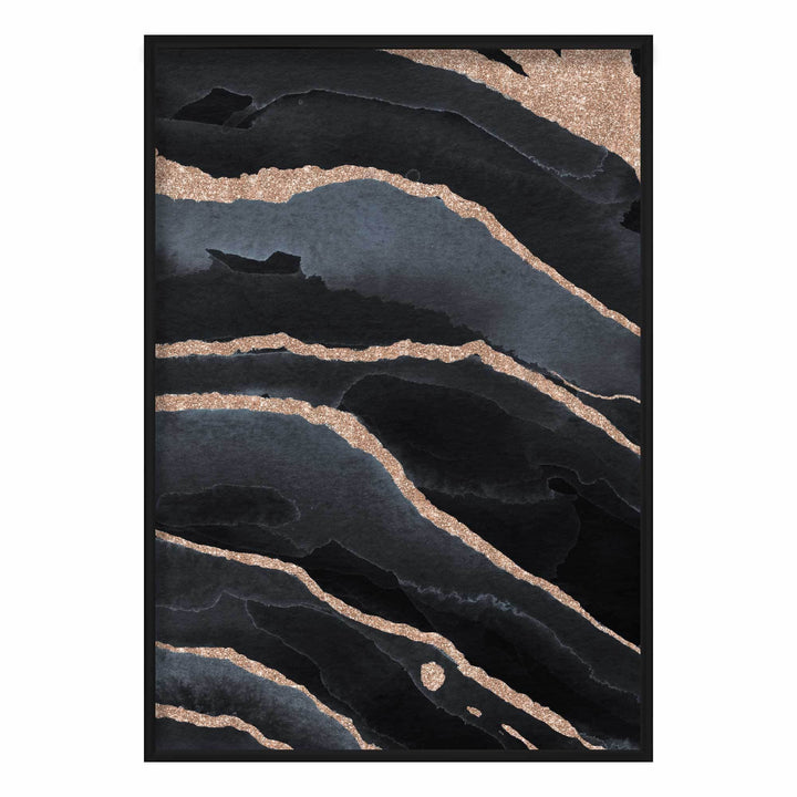 Abstrakt kunsttrykk i svart og gull nr. 2