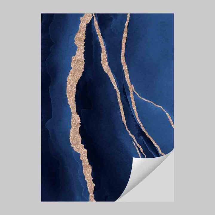Abstrakt kunsttrykk i marineblått og gull nr. 1