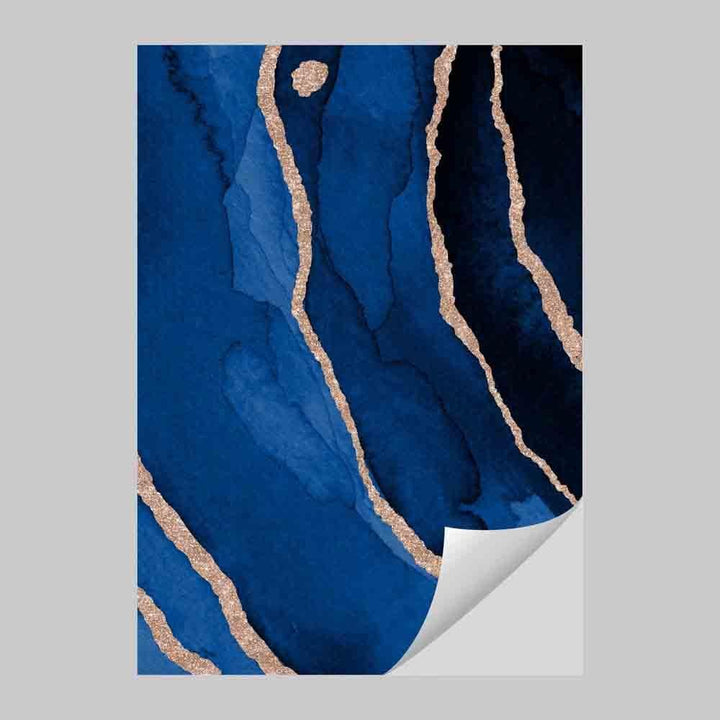 Abstrakt kunsttrykk i marineblått og gull nr. 3