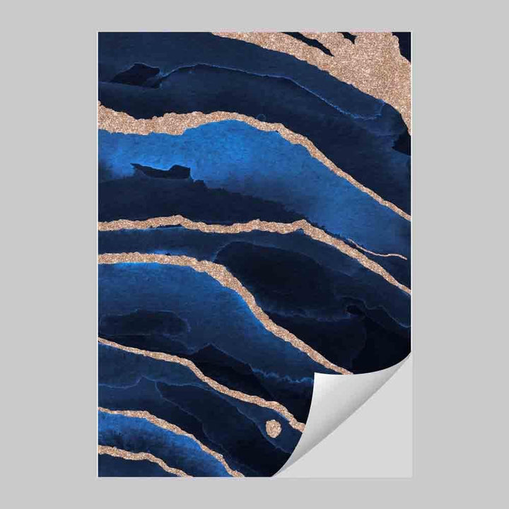 Abstrakt kunsttrykk i marineblått og gull nr. 2