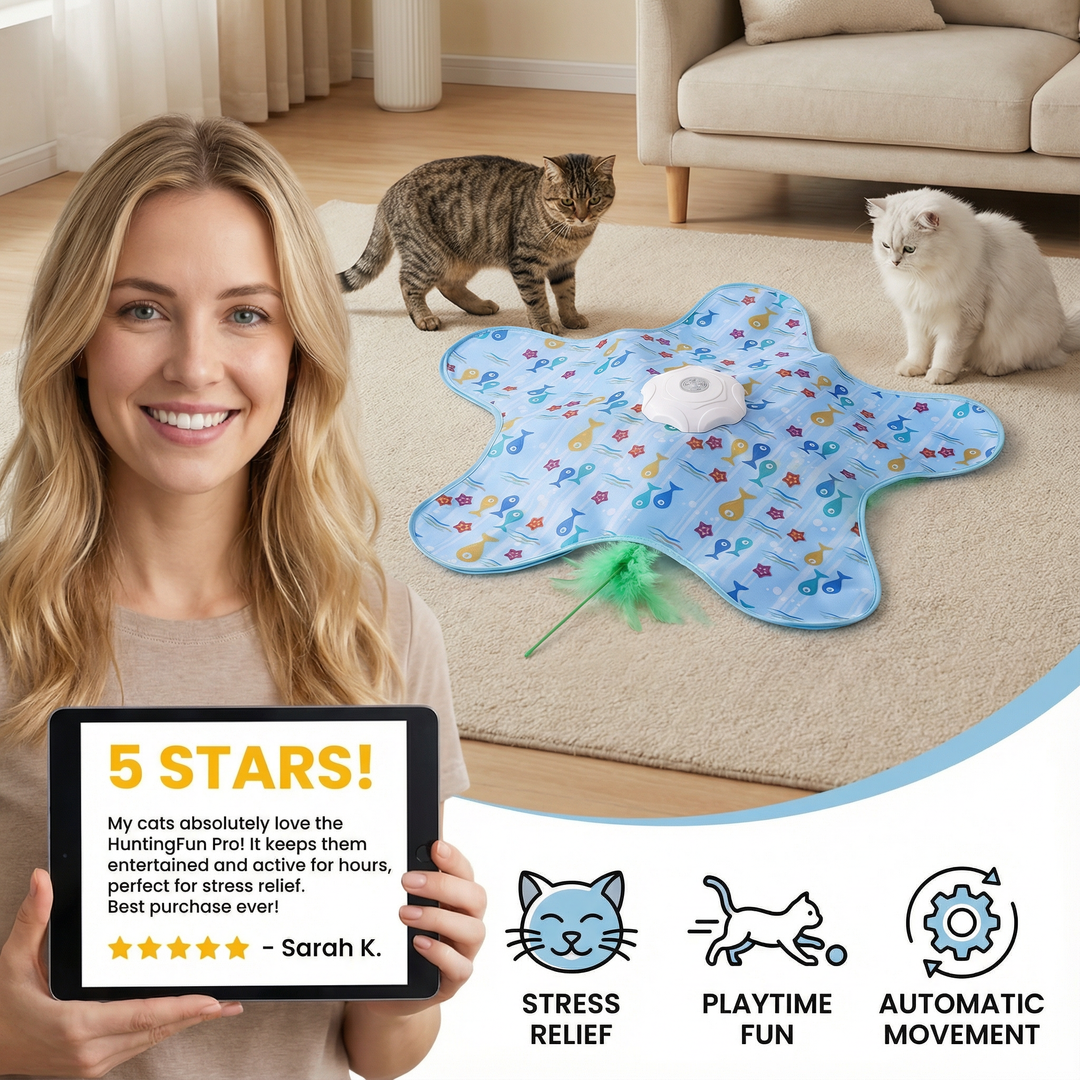 HuntingFun Pro – Automatisk katteleketøy for stressmestring og lekestund moro Skanto