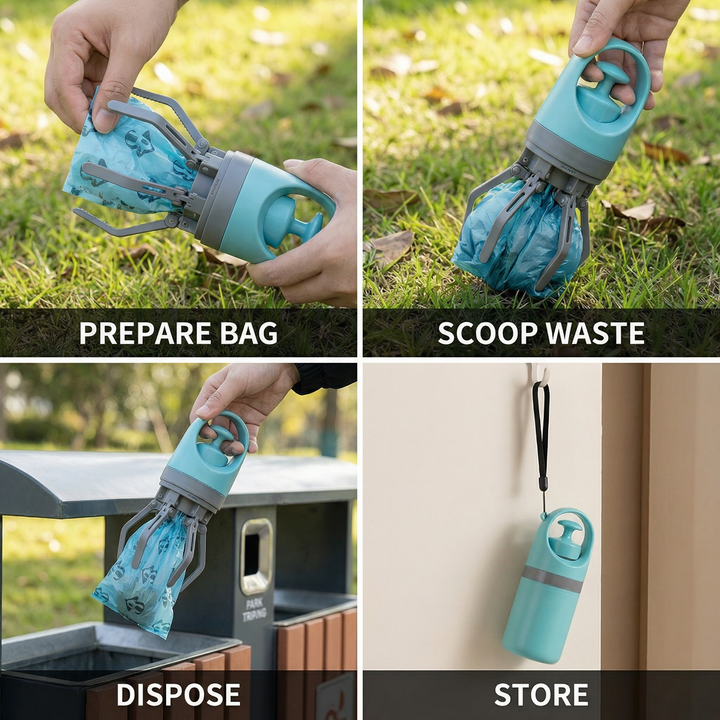 Dog Poop Scooper med poser – Portabel utendørs rengjøringssett Skanto