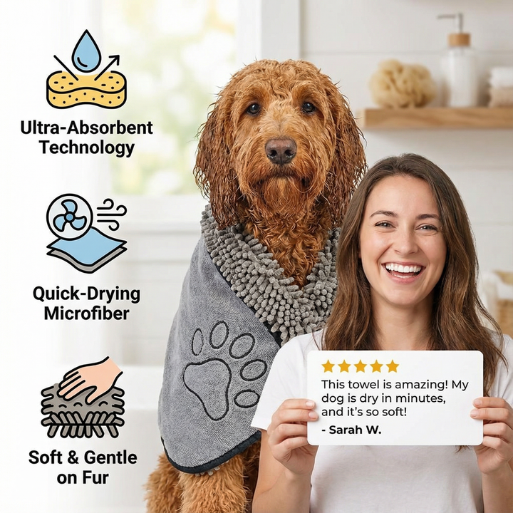 Ultra-absorberende og tørkende mikrofiber kjæledyrhåndkle Skanto