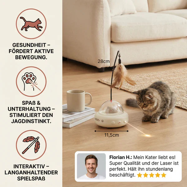 Smarteste kattedyr leketøy med LED laser & fjær Skanto