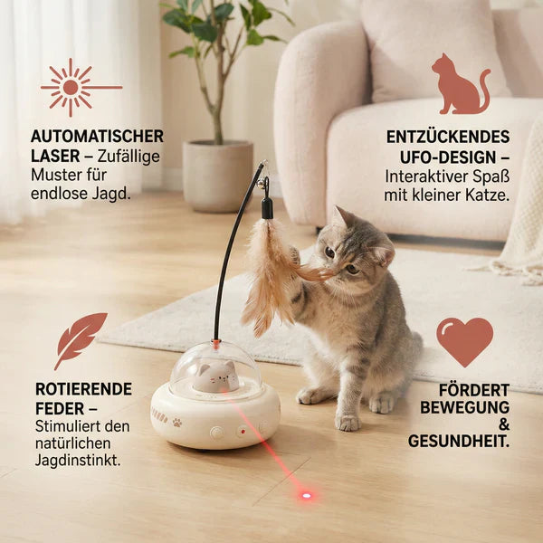 Smarteste kattedyr leketøy med LED laser & fjær Skanto