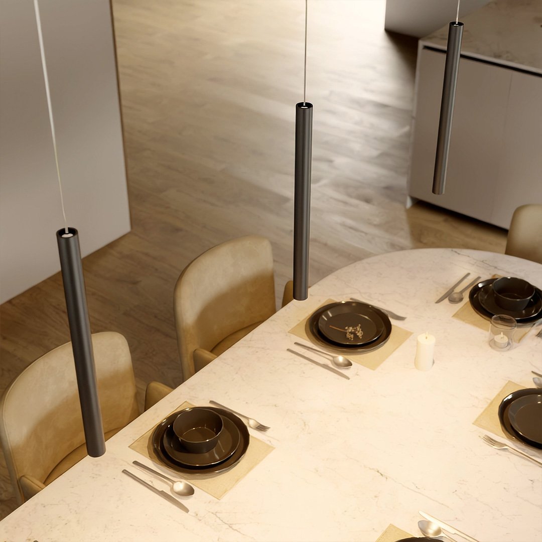 Skanto | RayAura Minimalistisk LED Pendellampe | Moderne Design | Elegant Taklampe for Stue & Kontor