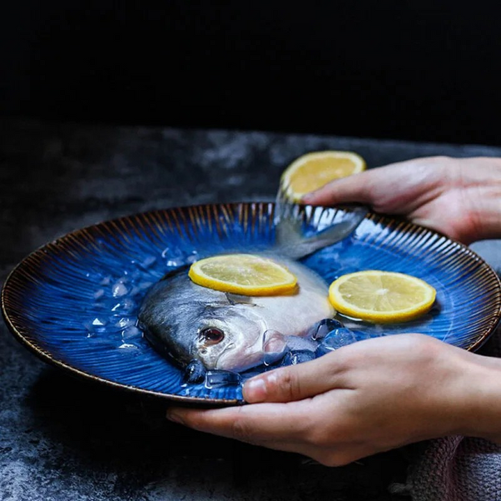 Western Style Keramisk Tallerken Dyp Blå Pastaskål Kjøkken Servise | Skanto