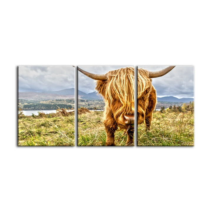 Søt Vill Ku-Canvas Veggkunst Maleri 3 Deler