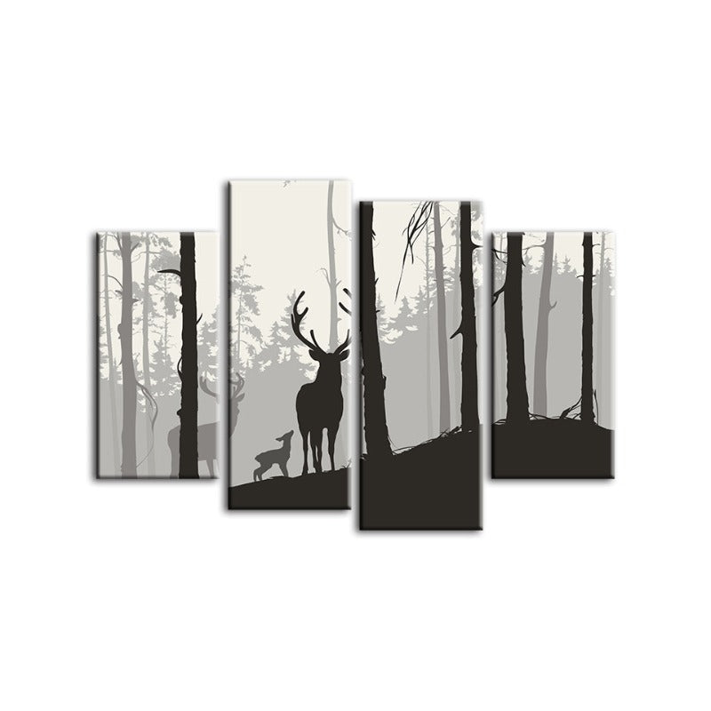 4 styk Silhouette Hjerte Familie - Lerret Veggkunst Maleri | Skanto