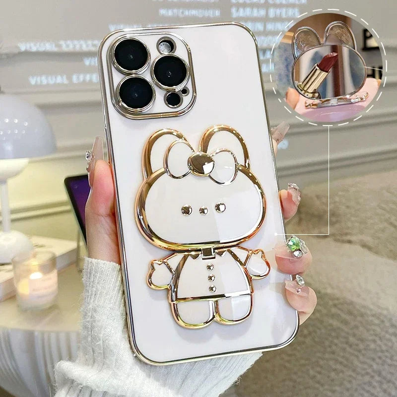Skanto | 3D Kanin Koreansk Stil Speil iPhone Etui