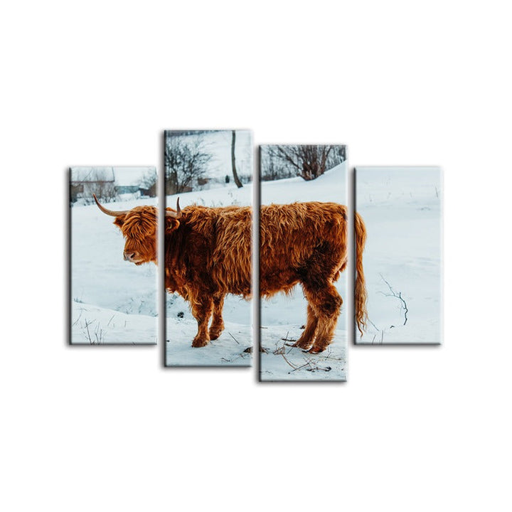 4-delt curlende ku - Canvas veggkunstmaleri | Skanto